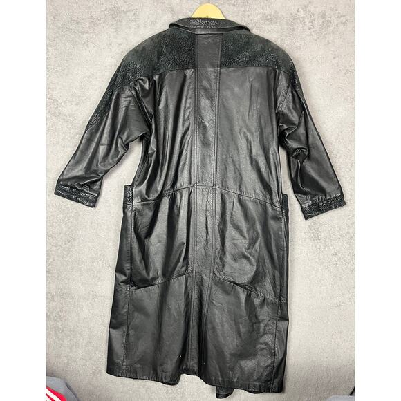 Vintage Roberta Di Castelli Leather Coat Womens Medium Long Mob Wife Matrix 90s - Picture 4 of 15